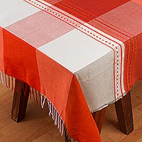 Cotton blend tablecloth Fire of the Earth Mexico