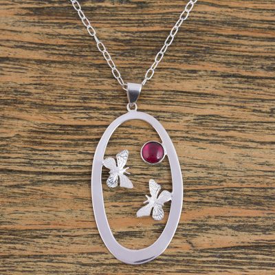 Garnet pendant necklace, Flight of Love