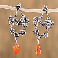 Carnelian dangle earrings,