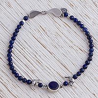 Beaded lapis lazuli pendant bracelet,