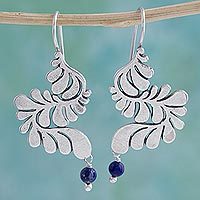 Lapis lazuli and sterling silver dangle earrings,