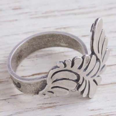 Sterling Silver Feather Cocktail Ring Made in Mexico