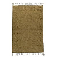 Wool area rug, 'Zapotec Simplicity in Amber' (2.5x5) - Handwoven Zapotec Wool Area Rug in Amber (2.5x5)
