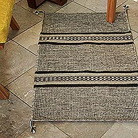 Wool area rug, 'Land of my People' (2x3) - Brown and Beige Hand Loomed Wool Area Rug (2x3)