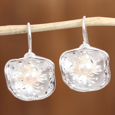 Cultured pearl dangle earrings, Fine Flowers