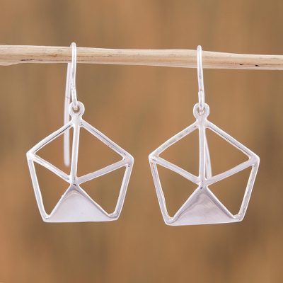 Sterling silver dangle earrings, Geometric Shimmer