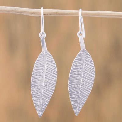 Sterling silver dangle earrings, Leafy Shimmer