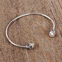Featured review for Sterling silver cuff bracelet, Skulls of Tradition