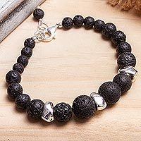 Sterling silver beaded necklace,