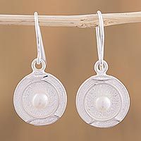 Cultured Mabe pearl dangle earrings,