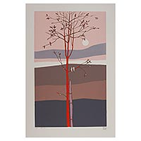 'Little Tree' (2005) - 35-Inch Mexico Tree and Landscape Silkscreen Print