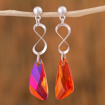 Sterling silver dangle earrings, Infinite Tangerine Tones