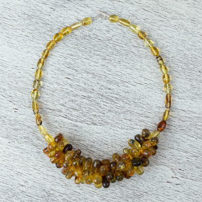Amber beaded necklace, Honey Droplets