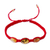 Amber braided bracelet, 'Amber Passion' - Red Nylon Braided Bracelet with Amber Beads from Mexico thumbail