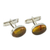 Amber cufflinks, 'Amber Harmony' - Men's Sterling Silver and Amber Oval Cufflinks from Mexico thumbail