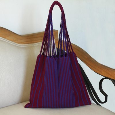 Cotton tote, Ancestral Stripes in Plum