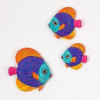 Ceramic wall art, 'Fish of the Sea' (set of 3) - Multicolor Ceramic Fish Wall Decor from Mexico (Set of 3)