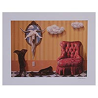 Giclee print on canvas, 'The Mirror' - Signed Animal-Themed Surrealist Giclee Print from Mexico