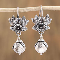 Sterling silver dangle earrings, 'Light and Peace' - Sterling Silver Flower Dangle Earrings from Mexico