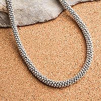 Sterling silver beaded necklace,