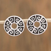 Sterling silver button earrings,