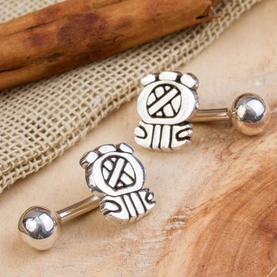 Sterling silver cufflinks, Pre-Hispanic Glyphs