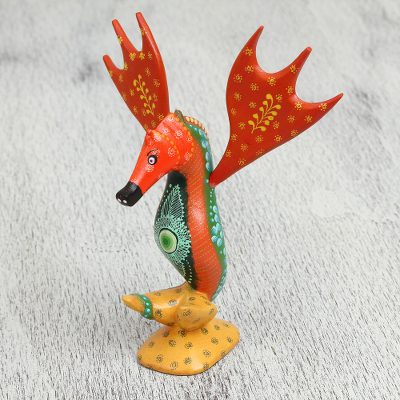 Wood alebrije sculpture, Fantastic Seahorse