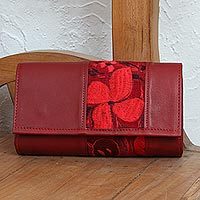 Cotton accent leather baguette,