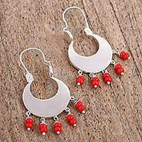 Glass beaded dangle earrings,