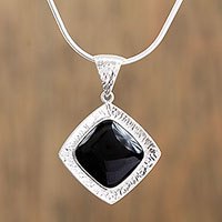 Obsidian pendant necklace,