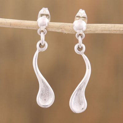Sterling silver dangle earrings, Shimmering Tadpoles