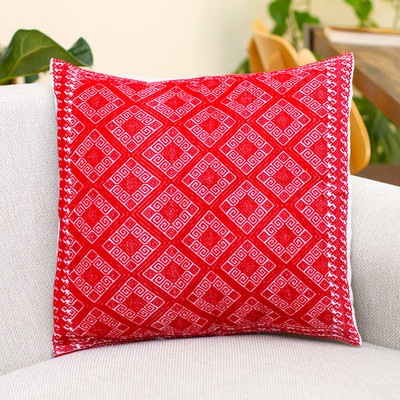 Cotton cushion cover, Crimson Maze