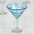 Blown glass martini glasses, 'Cerulean Threads' (set of 6) - Handblown Recycled Glass Martini Glasses (6) from Mexico thumbail