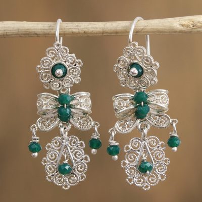 Crystal filigree dangle earrings, Shimmering Bows