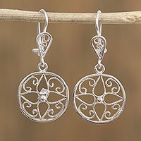 Sterling silver filigree dangle earrings,