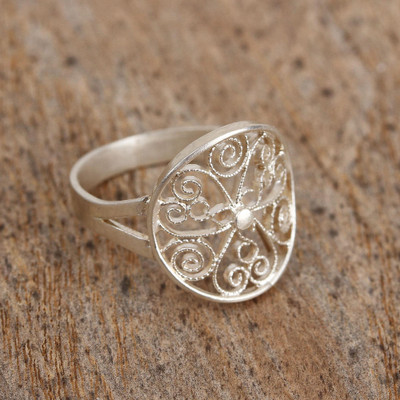 Sterling Silver Filigree Cocktail Ring from Mexico