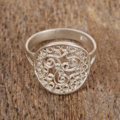 Sterling Silver Cocktail Ring with Paisley Swirl Motif