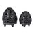 Ceramic tealight candle holders, 'Garden Egg' (pair) - Oaxaca Barro Negro Ceramic Tealight Candle Holders (Pair) (image 2a) thumbail