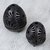 Ceramic tealight candle holders, 'Garden Egg' (pair) - Oaxaca Barro Negro Ceramic Tealight Candle Holders (Pair) (image 2b) thumbail