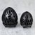 Ceramic tealight candleholders, 'Illuminate' (pair) - Oaxaca Black Pottery Ceramic Tealight Candleholders (Pair) thumbail