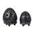 Ceramic tealight candleholders, 'Illuminate' (pair) - Oaxaca Black Pottery Ceramic Tealight Candleholders (Pair) (image 2a) thumbail