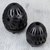 Ceramic tealight candleholders, 'Illuminate' (pair) - Oaxaca Black Pottery Ceramic Tealight Candleholders (Pair) (image 2b) thumbail