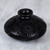 Ceramic decorative vase, 'Oaxacan Vessel' - Oaxaca Barro Negro Decorative Ceramic Floral Motif Low Vase thumbail