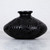 Ceramic decorative vase, 'Oaxacan Vessel' - Oaxaca Barro Negro Decorative Ceramic Floral Motif Low Vase (image 2b) thumbail