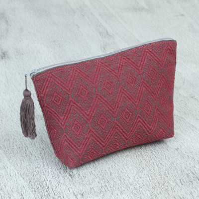 Cotton cosmetic bag, Rosy Geometry