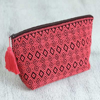 Cotton cosmetic bag, Geranium Curls