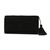 Cotton wallet, 'Midnight Sky Garden' - Handcrafted Black Embroidered Cotton Wallet with Tassel thumbail