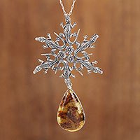 Amber pendant necklace,