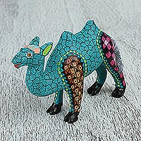 Wood alebrije figurine, 'Geometric Camel' - Mexican Alebrije Camel Sculpture with Geometric Designs