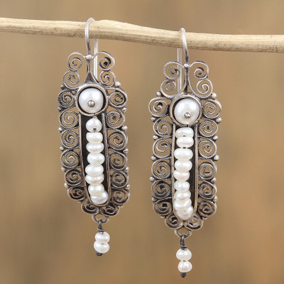 Cultured pearl dangle earrings, Pearl Drop Parade
